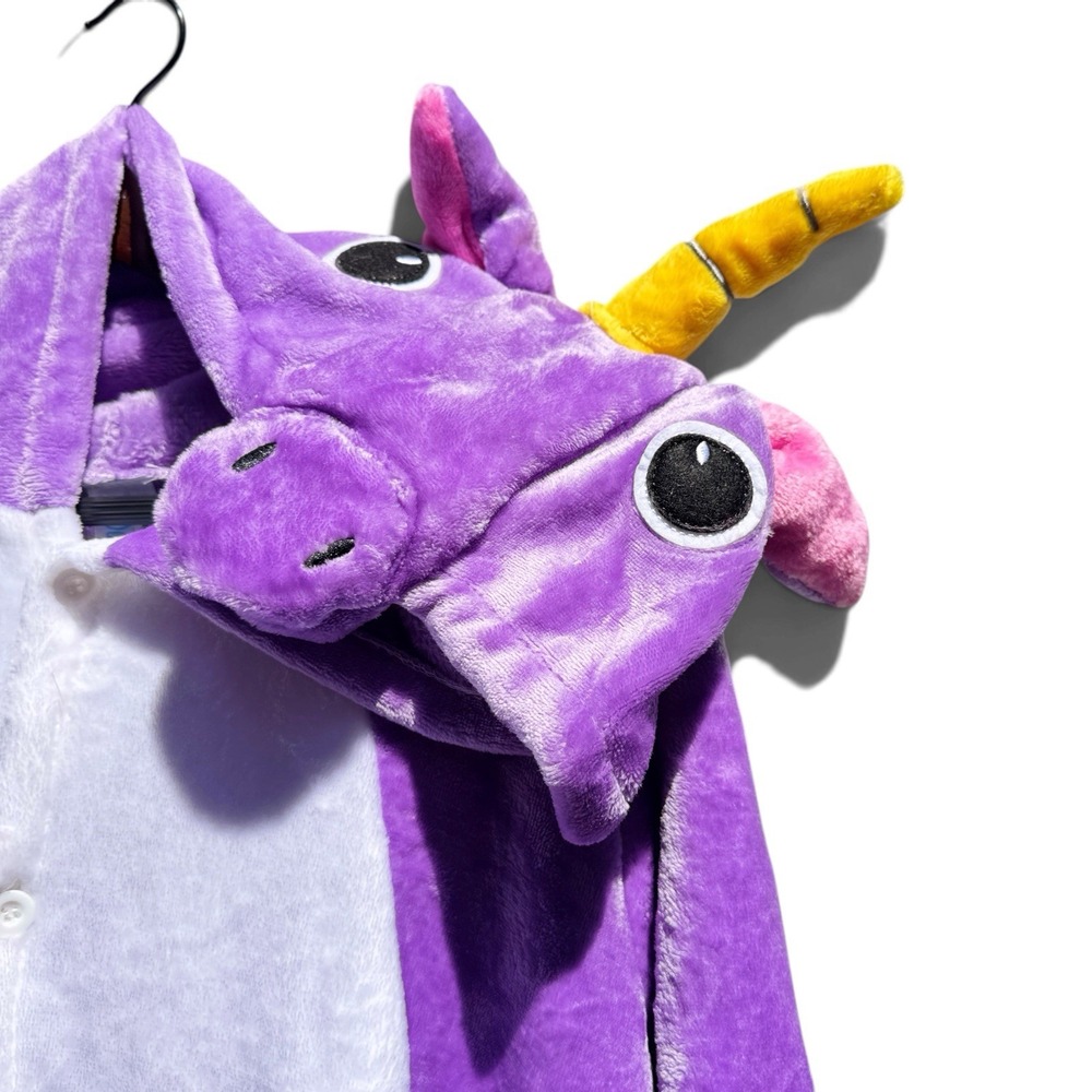 Purple Unicorn Jumper Adult M Kigurumi Hooded Costume Pajamas Cosplay Halloween - Picture 12 of 13